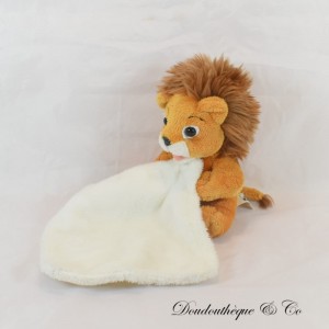 Cuddly toy lion handkerchief LCL Le Crédit Lyonnais brown 14 cm