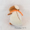 Peluche mouton BABY BIDOU blanc marron poche orange 30 cm