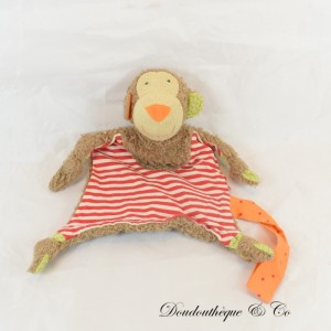 Flat cuddly toy monkey SIGIKID red stripes bows 28 cm