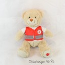 Französisches Rotes Kreuz Bär Plüsch Beige Rot Weste 33 cm