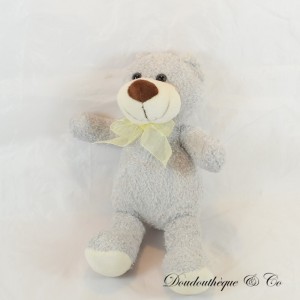 Peluche ours ZAOZHUANG LIMIN  ours gris noeud beige 30 cm
