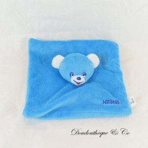 Flat cuddly toy NESTLE bear blue white square 17 cm