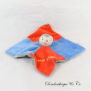 Flaches Kuscheltier T'choupi BENGY Puppe rot blau quadratisch 2008 27 cm