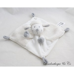 Flat sheepskin cuddly toy PAT & RIPATON La Halle Kimbaloo lambskin white grey 23 cm