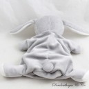 Cuddly toy puppet rabbit JACADI grey bow yellow crumpled paper 20 cm