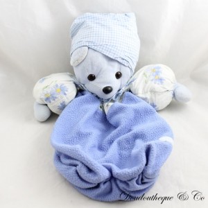 Peluche range pyjama ours NOUNOURS vintage bleu