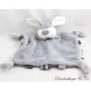 FUNNIES Flat Dog Cuddly Toy, Grey, White 4 Knotted Corners 23 cm