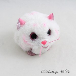 Peluche Tabor Tiger TY Teeny Puffies Ball Typuff Rosa Bianco Lucido Occhi 10 cm