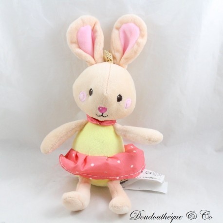Conejo de peluche SERGENT MAJOR Ideal Promotion Vestido de princesa Rosa Lunares Blanco Amarillo 27 cm