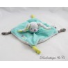 Flat cuddly toy rabbit U TODDLERS sea green stars 4 knotted corners 20 cm