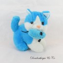 Blue and white plush cat SANDY holding a mouse 20 cm