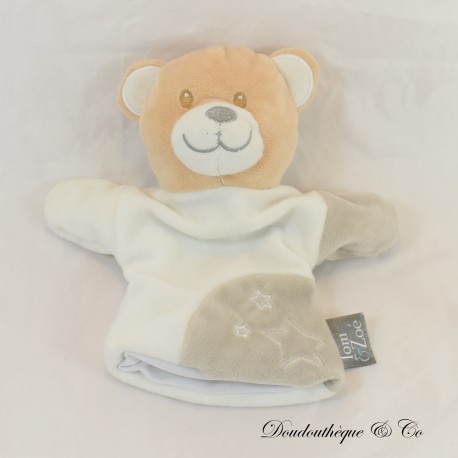copy of Doudou puppet bear TOM & ZOE purple white 21 cm