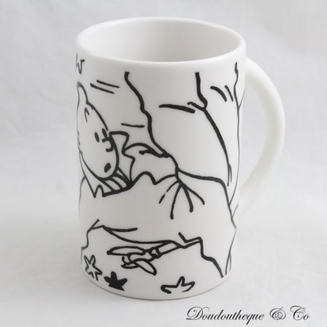 Mug céramique Tintin et Milou BD Le Sceptre d'Ottokar noir et blanc 11 cm