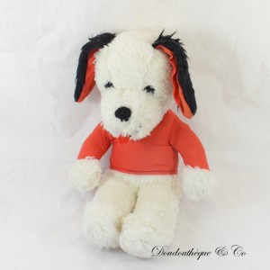 Vintage Plüschhund Weiß Rot Pullover Streckt Zunge 40 cm