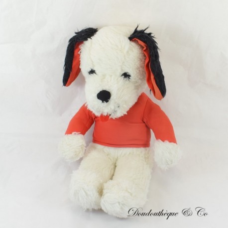 Vintage Peluche Cane Bianco Rosso Maglione Sporge Lingua 40 cm