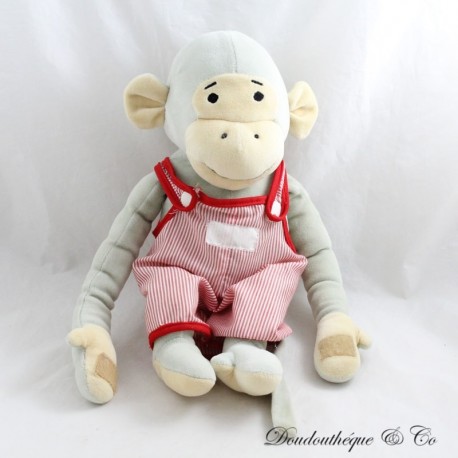 Large Plush Monkey Popi AJENA TEDDY Bear Red Striped Overalls 35 cm