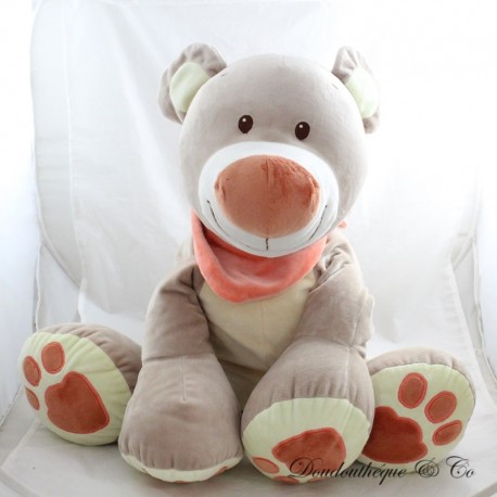 Großes XXL Plüsch Pol Bär NATTOU Pol & Jade Beige Bandana 60 cm Großes XXL Plüsch Pol Bär NATTOU Pol & Jade Beige Bandana 60 cm