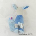 Doudou mouchoir chien SUCRE D'ORGE bleu fusée lune étoile 19 cm