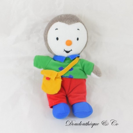 Plush T'choupi JEMINI outfit green and red yellow bag 18 cm Plush T'choupi JEMINI outfit green and red yellow bag 18 cm