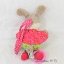 Plush Musical Bunny BABYSUN Green Cape Pink Flowers 20 cm