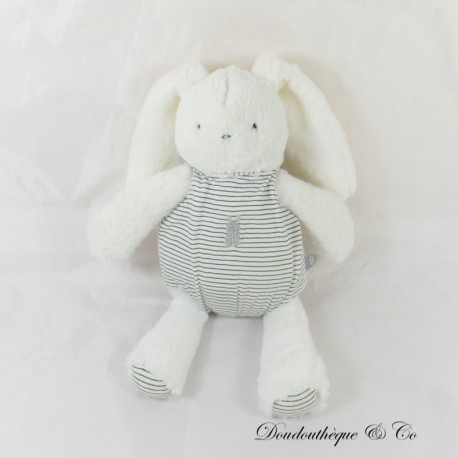 OBAIBI OKAIDI Bunny Plüsch Silber Weiß Blau Gestreift Jumpsuit 28 cm OBAIBI OKAIDI Bunny Plüsch Silber Weiß Blau Gestreift Jumpsuit 28 cm