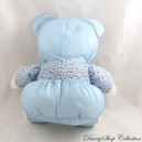 Vintage plush bear style Puffalump in blue parachute canvas red tie and goggles 26 cm