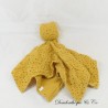 Flat cuddly toy bear BOUT'CHOU MONOPRIX swaddle handkerchief mustard black stars 36 cm