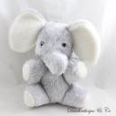 Elefante de peluche vintage TEDDY gris campana blanca 22 cm