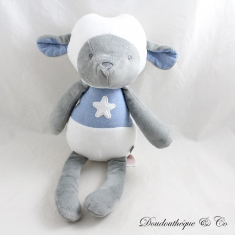 Schaf Plüsch OBAIBI grau weiß blau stern 33 cm Schaf Plüsch OBAIBI grau weiß blau stern 33 cm