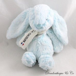 Plüsch Souvenir Kaninchen CMP Schal La Toussuire Blau und Weiß 24 cm