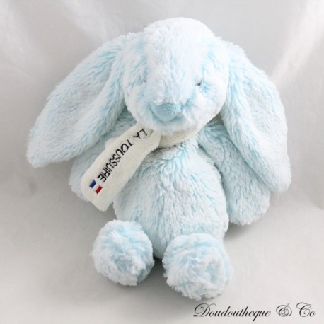 Peluche souvenir lapin CMP écharpe La Toussuire bleu et blanc 24 cm