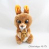 Stuffed Kipper the Kangaroo TY Beanie Boos Brown with Baby Big Eyes 18 cm