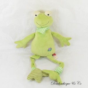 Frog plush LES PETITES MARIE green long legs water lily 42 cm NEW