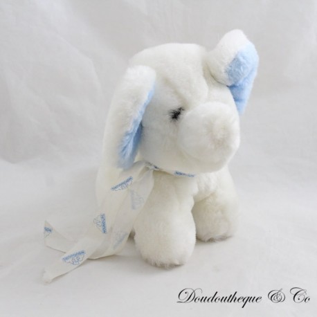 Vintage ausgestopfter Elefant TEDDY Weiß Blau Vintage ausgestopfter Elefant TEDDY Weiß Blau