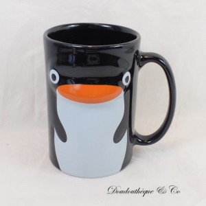MARINELAND Pingüino de cerámica en relieve parque acuático Orca logo Taza Negro 13 cm
