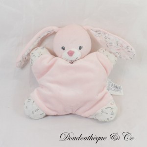 Kaninchen halbflaches Kuscheltier BOUT'CHOU Monoprix rosa Blumen 23 cm