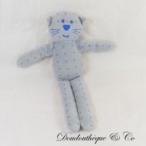 Cat cuddly toy BOUT'CHOU Monoprix grey blue stars 30 cm