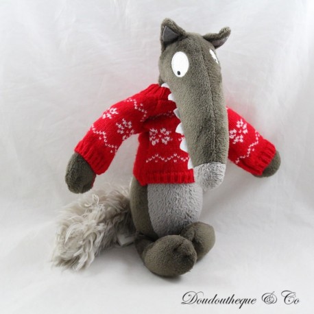 Peluche del lobo AUZOU Jersey P'tit Loup rojo blanco 2015 30 cm Peluche del lobo AUZOU Jersey P'tit Loup rojo blanco 2015 30 cm