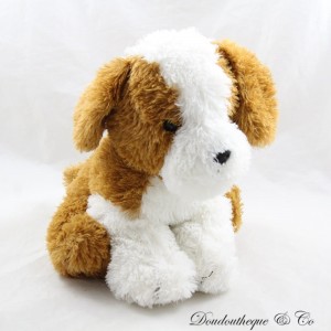 Peluche chien MAX & SAX Carrefour marron blanc assis 25 cm