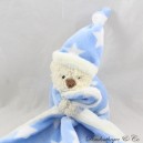 Doudou mouchoir ours BEDTIME BEAR Mother Care bleu blanc étoiles 35 cm