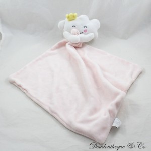 Doudou mouchoir nuage Bébé Douceur blanc rose couronne 46 cm