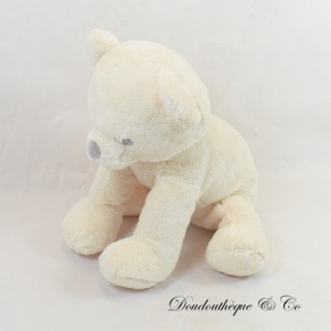 Peluche Musical ours TEX BABY blanc ivoire Carrefour 26 cm