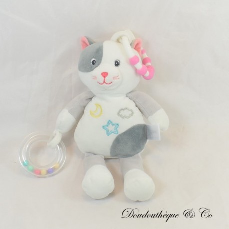 Aktivität Plüschkatze GIPSY Kuscheltier weiß grau glöckchen 24 cm Aktivität Plüschkatze GIPSY Kuscheltier weiß grau glöckchen 24 cm