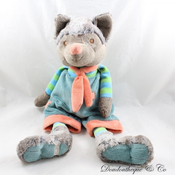 copy of Plush Wolfy wolf BUKOWSKI grey overalls blue green 25 cm
