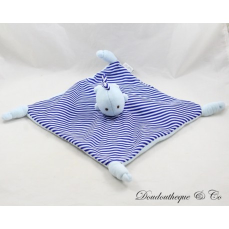 Flat cuddly toy whale UNIT sky blue striped navy blue white fish 26 cm