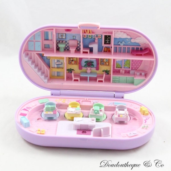 Polly Pocket Box BLUEBIRD Oval Purple School Stamps SOS Plushie