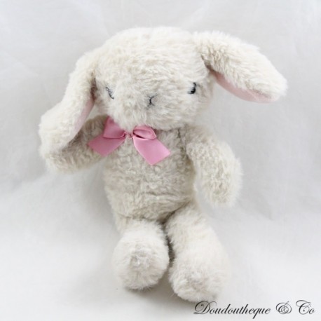 Fluffy plush rabbit H&M Nathalie Lété beige pink bow 22 cm