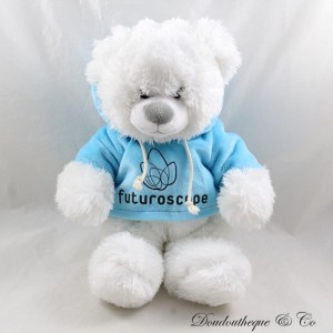 Plush bear FUTUROSCOPE Amusement Park Polar Bear Blue Sweatshirt Sitting 31 cm