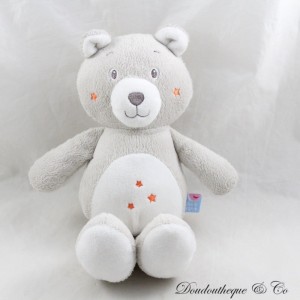 Stuffed bear CANDY SUGAR grey white orange stars 26 cm