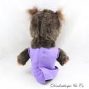 Scimmia di peluche Kiki SEKIGUCHI Monchhichi Bambina con Vestito Viola 20 cm